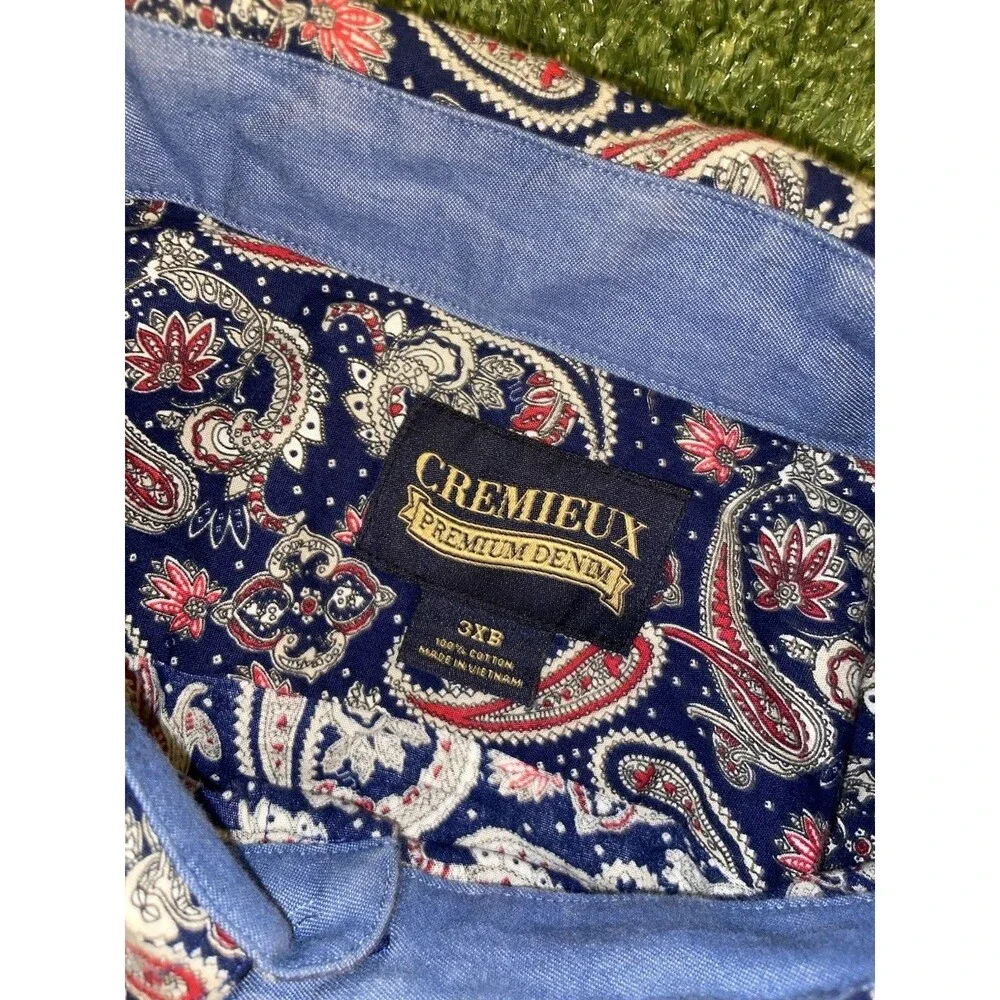 Cremieux Premium Paisley Shirt Men’s 3XB Long Sleeve Button Up Flip Cuff